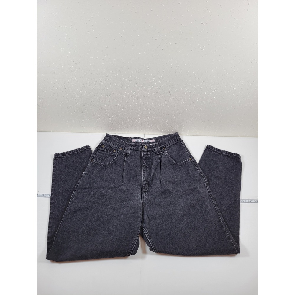 Vintage Zena‎ Tapered Mom Jeans Women 14 Black Excellent High Rise Pleated